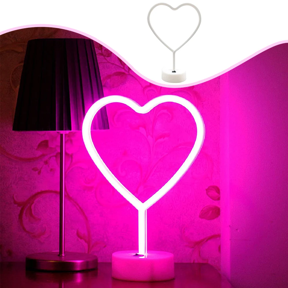 Светодиодные неоновые вывески, ночник в форме сердца с подставкой, украшение для домашнего стола, для спальни, подарок на Рождество 
Светодиодные неоновые вывески, ночник в форме сердца с подставкой, украшение для домашнего стола, для спальни, подарок на Рождество