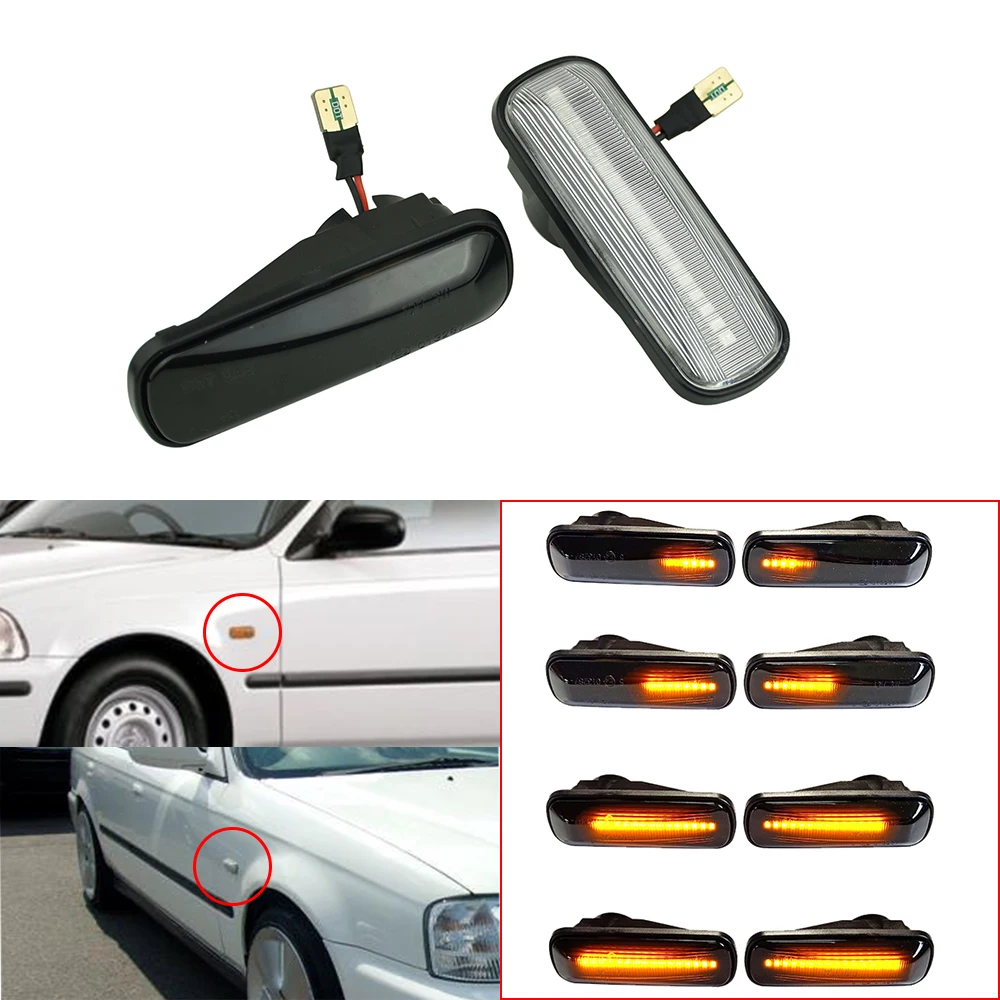 2 шт. для Honda Civic CR-V Ballade 1995-2000 прозрачные линзы Светодиодный Боковой габаритный фонарь динамический Янтарный указатель поворота 
2 шт. для Honda Civic CR-V Ballade 1995-2000 прозрачные линзы Светодиодный Боковой габаритный фонарь динамический Янтарный указатель поворота