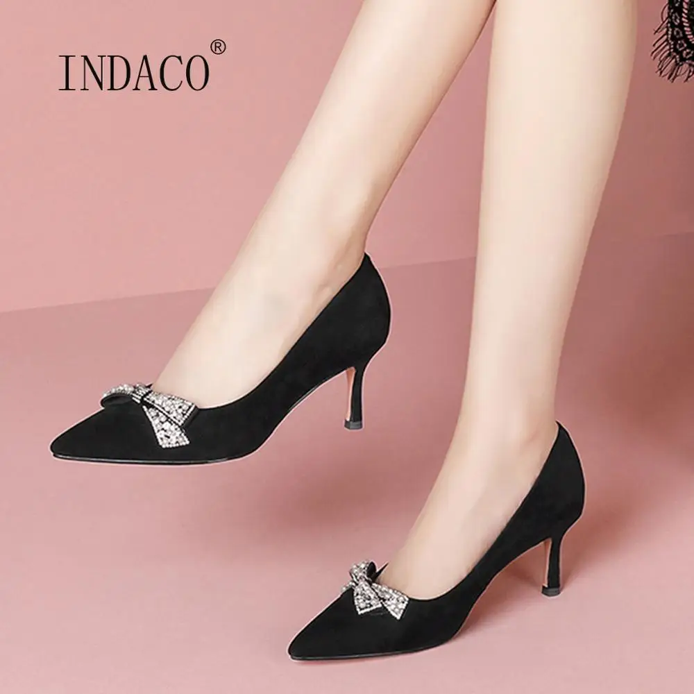 Shoes Women Heels Suede Pointed Toe Sweet Bow Rhinestone Pumps Black High Heel Shoes Suede Wedding Shoes Ladies Stiletto
Shoes Women Heels Suede Pointed Toe Sweet Bow Rhinestone Pumps Black High Heel Shoes Suede Wedding Shoes Ladies Stiletto