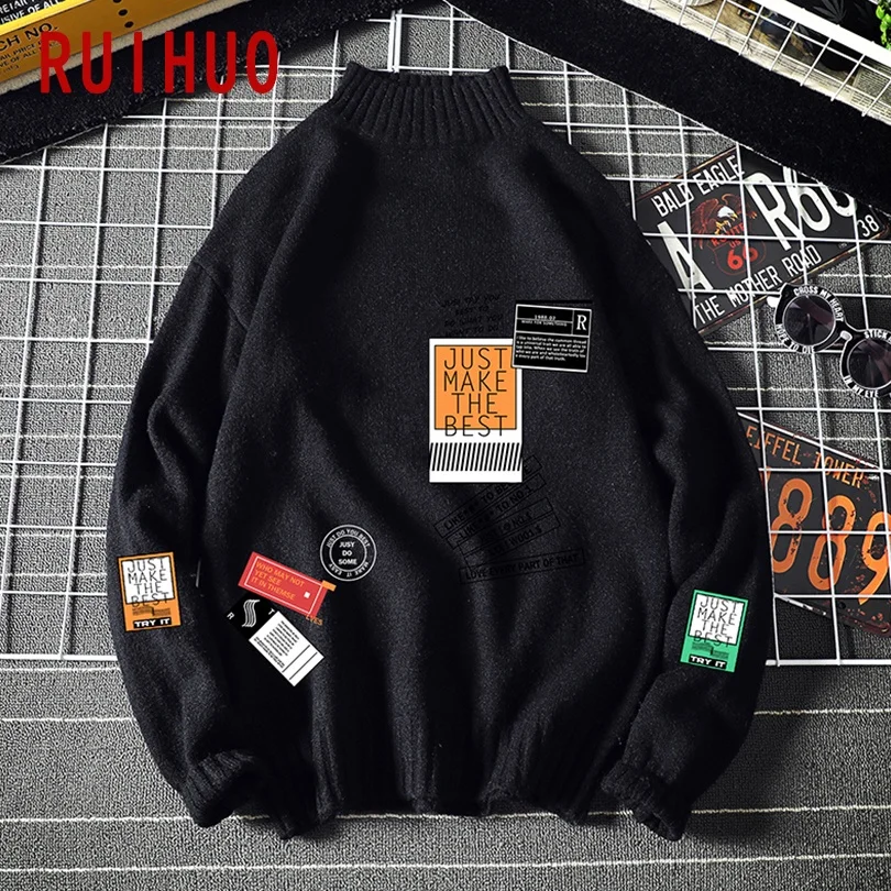 RUIHUO Mock Neck Knitted Sweater Men Clothing Harajuku Sweaters Pullover Men Sweater Fashion Mens Clothes M-5XL 2021
RUIHUO Mock Neck Knitted Sweater Men Clothing Harajuku Sweaters Pullover Men Sweater Fashion Mens Clothes M-5XL 2021