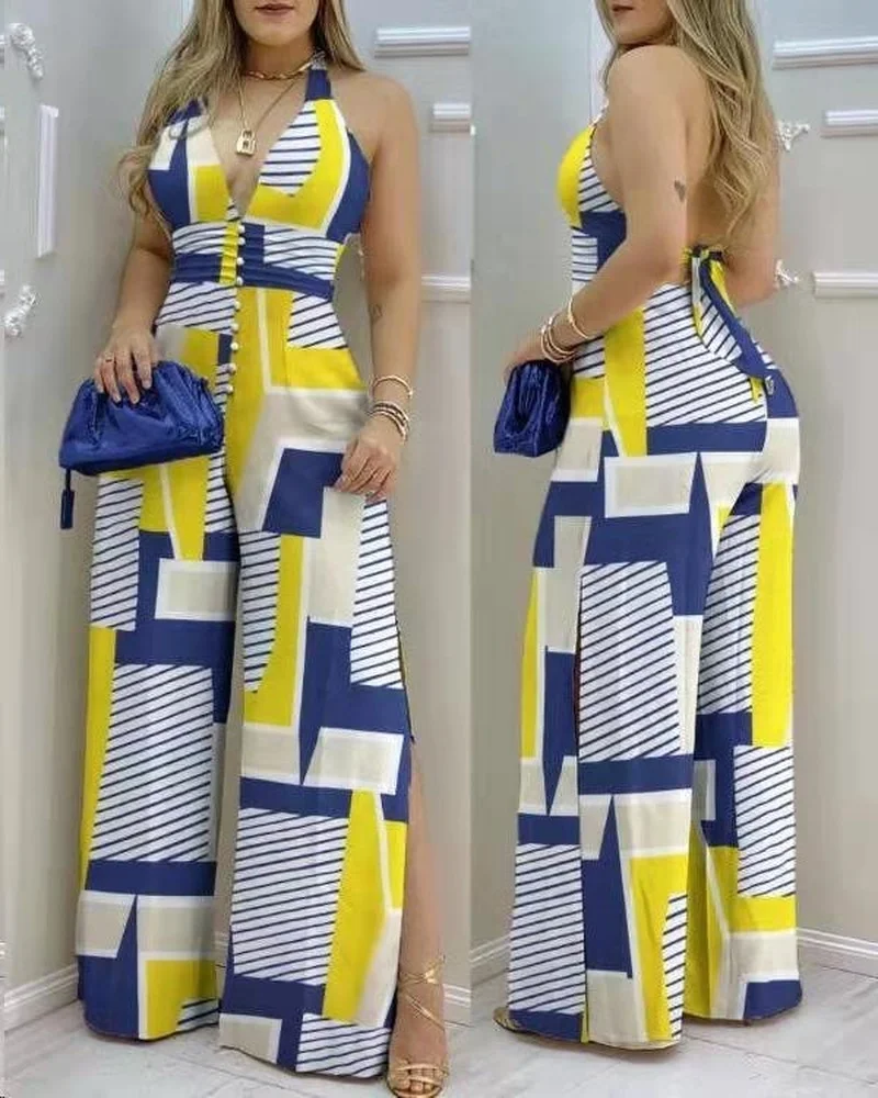 2021Ladies Jumpsuit Summer New Long V-neck Fashion Printing Trendy Temperament Elegant and Breathable Women's Clothing WK17
2021Ladies Jumpsuit Summer New Long V-neck Fashion Printing Trendy Temperament Elegant and Breathable Women's Clothing WK17