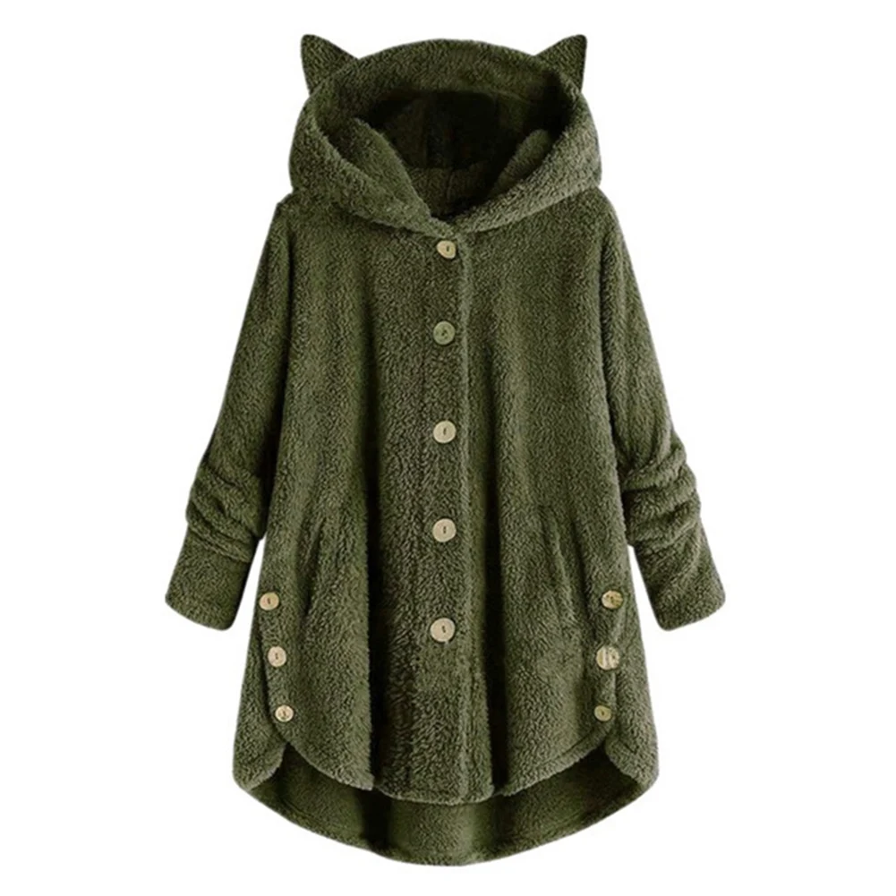 Women Winter Coat Hooded Button Loose Hoodies Plus Size Kitty Ear Warm Sweatshirt BMF88
Women Winter Coat Hooded Button Loose Hoodies Plus Size Kitty Ear Warm Sweatshirt BMF88