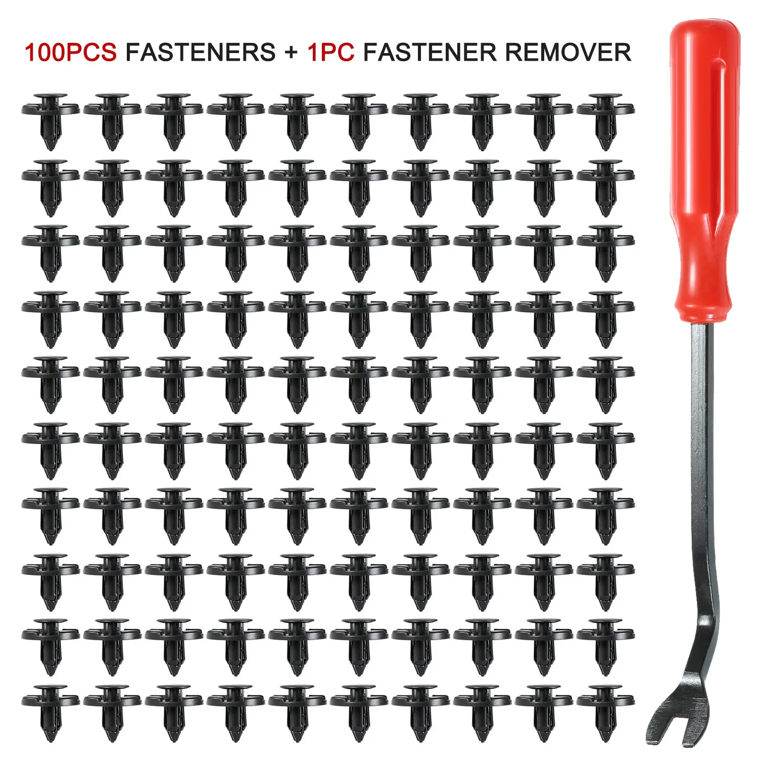 100PCS Nylon Push-Type Automotive Clips Rivet Retainer Fender Bumper Fasteners Clips 25mm/35mm with 1PC Fastener Remover
100PCS Nylon Push-Type Automotive Clips Rivet Retainer Fender Bumper Fasteners Clips 25mm/35mm with 1PC Fastener Remover