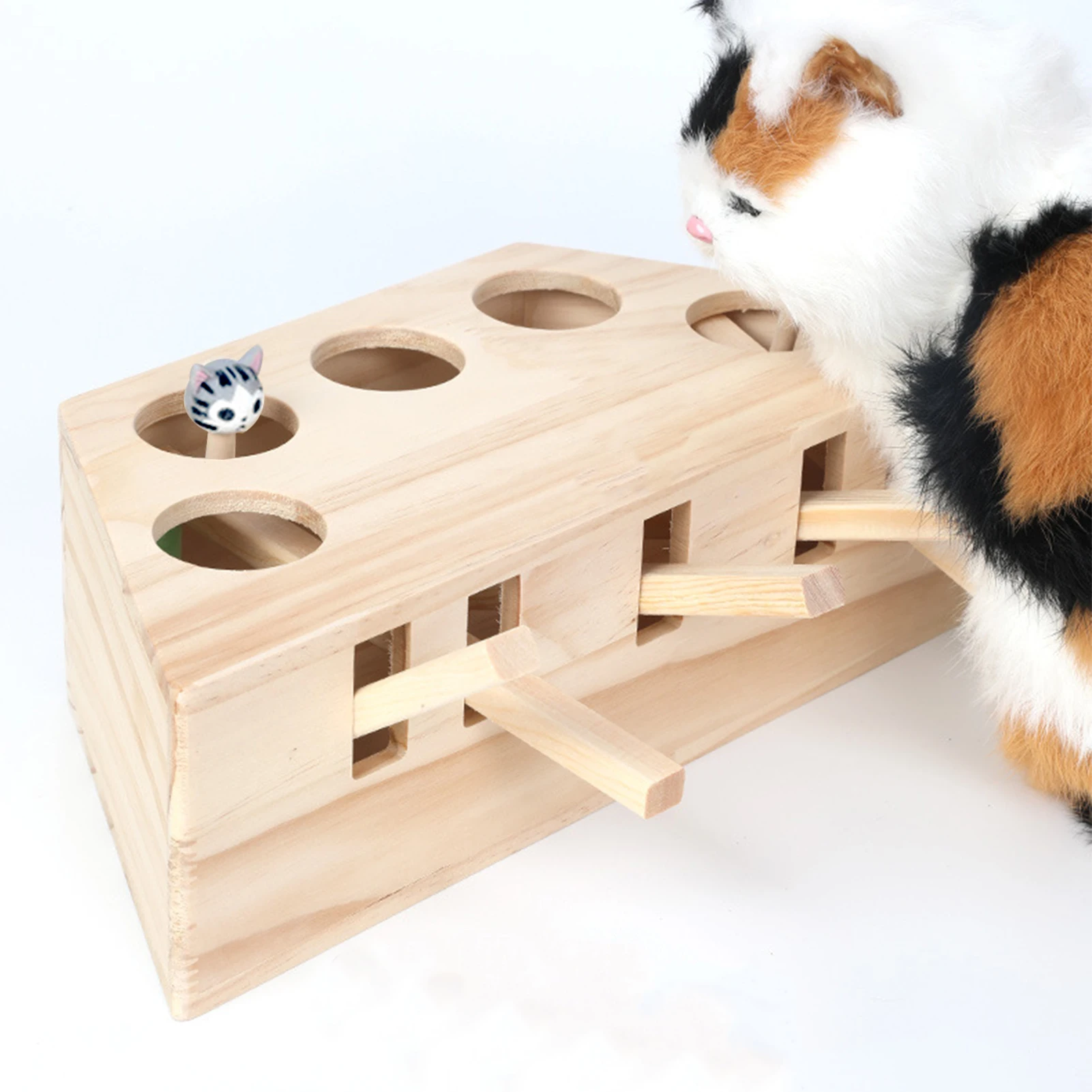 

3/5 отверстий деревянная твердая игрушка Whack A родинка забавная котенка головоломка игрушка Интерактивная кошка Охота мышь игрушки деревянн...