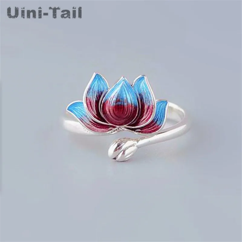 Uini-Tail new design hot sale 925 sterling silver Chinese style color matching cloisonne lotus open ring simple two-tone lotus
Uini-Tail new design hot sale 925 sterling silver Chinese style color matching cloisonne lotus open ring simple two-tone lotus