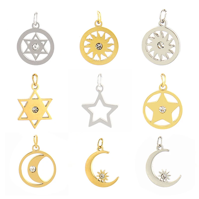 5pcs Stainless Steel Star Charms Jewelry Wholesale DIY Jewelry Making Moon Charms Components Earrings Necklaces Accessories
5pcs Stainless Steel Star Charms Jewelry Wholesale DIY Jewelry Making Moon Charms Components Earrings Necklaces Accessories