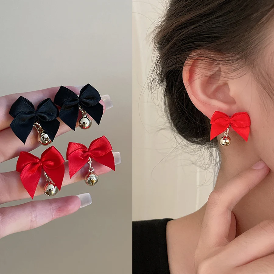 Korean Sweet Green Black Red White Cloth Art Bowknot Women Earrings Fashion Bow Bells Geometric Stud Earrings Christmas Jewelry
Korean Sweet Green Black Red White Cloth Art Bowknot Women Earrings Fashion Bow Bells Geometric Stud Earrings Christmas Jewelry