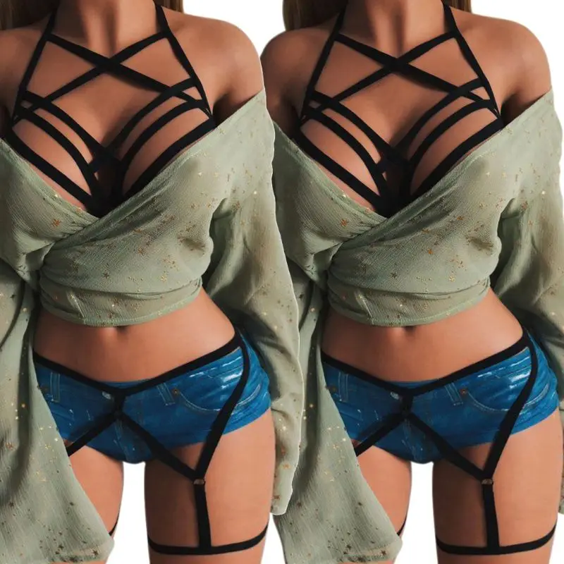 Women Elastic Body Harness Lingerie Set Erotic Caged Cross Bandage Cupless Bra Hollow Out Strappy Garter Belts Gothic Clubwear
Women Elastic Body Harness Lingerie Set Erotic Caged Cross Bandage Cupless Bra Hollow Out Strappy Garter Belts Gothic Clubwear