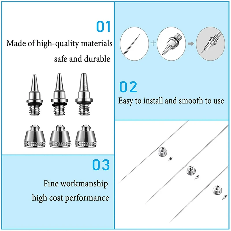 10 Pieces Airbrush Nozzle Needle Nozzle Cap Kit with Wrench Airbrush Replacement Parts for Airbrush Sprayer Accessories
10 Pieces Airbrush Nozzle Needle Nozzle Cap Kit with Wrench Airbrush Replacement Parts for Airbrush Sprayer Accessories