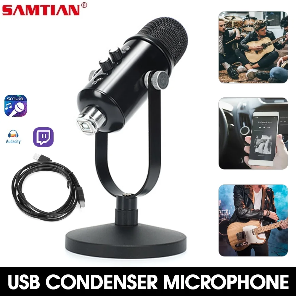 SAMTIAN USB Condenser Microphone WIth Stand For Laptop Cardioid Studio Recording Vocals Voice Over Karaoke Computer Microphone
SAMTIAN USB Condenser Microphone WIth Stand For Laptop Cardioid Studio Recording Vocals Voice Over Karaoke Computer Microphone