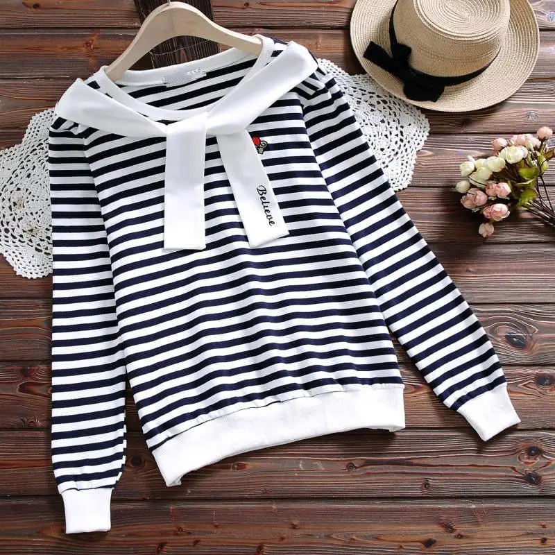 Preppy Style Love Embroidery Long Sleeve T Shirt Women Summer Korean Kawaii Striped Round Neck T-shirt Schoolgirl Tops
Preppy Style Love Embroidery Long Sleeve T Shirt Women Summer Korean Kawaii Striped Round Neck T-shirt Schoolgirl Tops