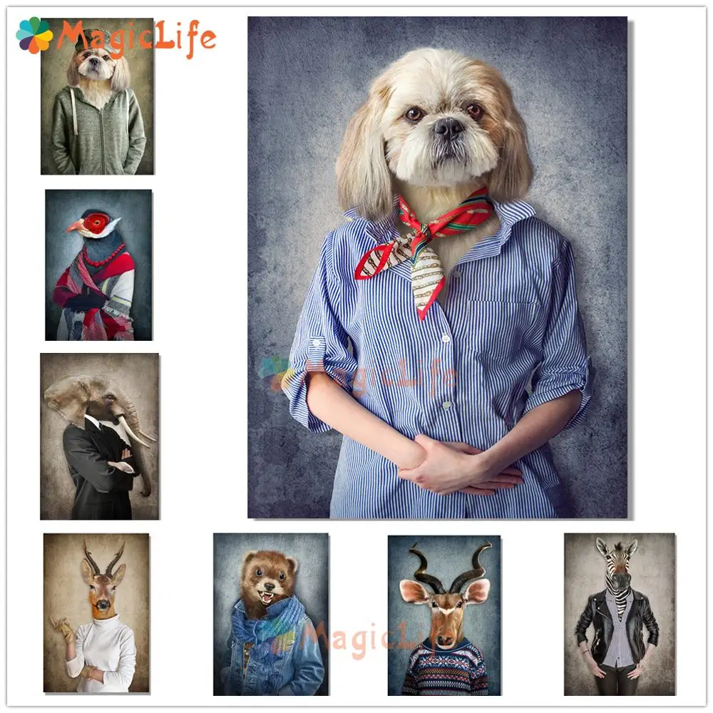 Funny Wild Animals Nordic Poster Vintage Dog Lady Gentleman Wall Pictures For Living Room Wall Art Canvas Painting Unframed 
Funny Wild Animals Nordic Poster Vintage Dog Lady Gentleman Wall Pictures For Living Room Wall Art Canvas Painting Unframed