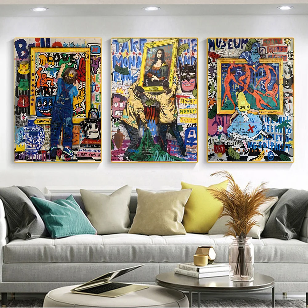 Modern Abstract Mona Lisa Canvas Painting Poster And Banksy Street Art Graffiti Prints Wall Art Pictures for Living Room Decor
Modern Abstract Mona Lisa Canvas Painting Poster And Banksy Street Art Graffiti Prints Wall Art Pictures for Living Room Decor