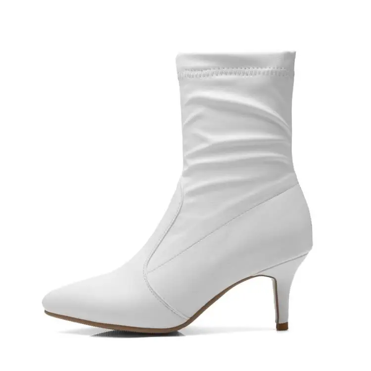 Autumn and winter boots pleated solid color high heel 7cm fashion folds Halloween witch pointed head ladies shoes short plush
Autumn and winter boots pleated solid color high heel 7cm fashion folds Halloween witch pointed head ladies shoes short plush