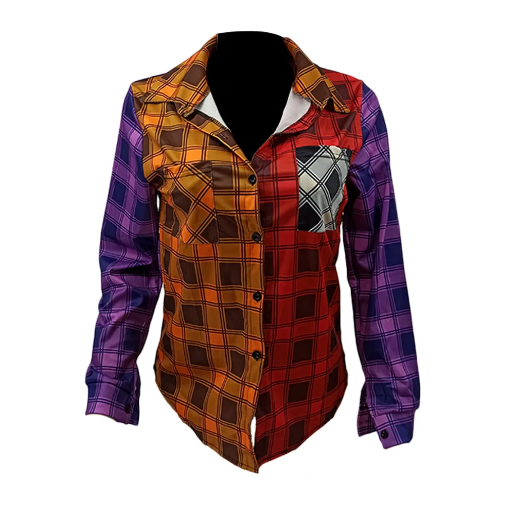 Hot Sale Women Shirts Single Breasted Fashion Plaid Stitching Long Sleeves Plus Size Famous Brand Women Shirts
Hot Sale Women Shirts Single Breasted Fashion Plaid Stitching Long Sleeves Plus Size Famous Brand Women Shirts