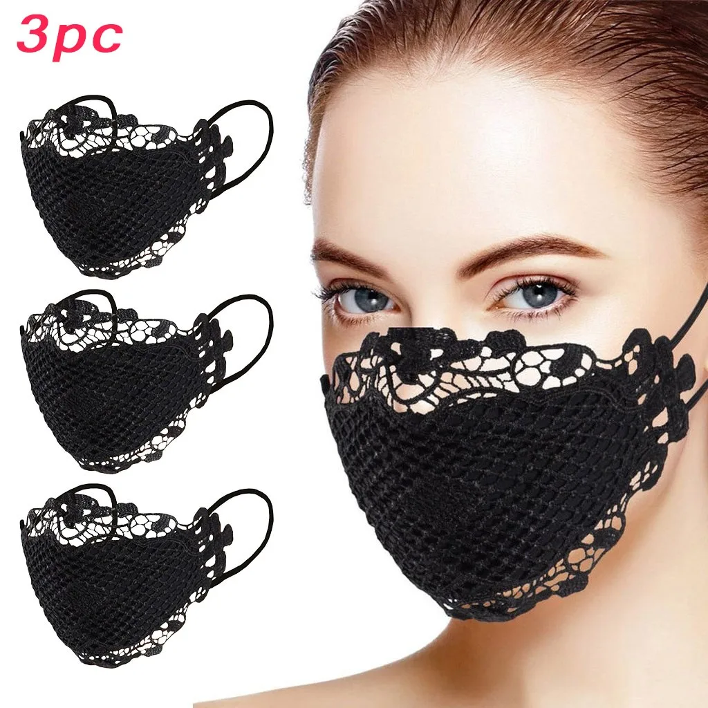 3pc Adult Breathable Face Masks Unisex Delicate Lace Applique Washable solid color Reusable Mouth Face Mask Mondmasker Wasbaar
3pc Adult Breathable Face Masks Unisex Delicate Lace Applique Washable solid color Reusable Mouth Face Mask Mondmasker Wasbaar