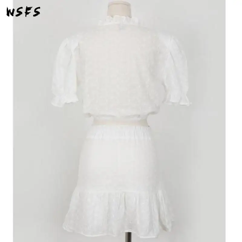 2 Pieces Sets Summer Dress White See Thought Blouses Tops Bodycon Bandage Women Dress Mermaid Mini Skirts Sexy Party Clothes
2 Pieces Sets Summer Dress White See Thought Blouses Tops Bodycon Bandage Women Dress Mermaid Mini Skirts Sexy Party Clothes