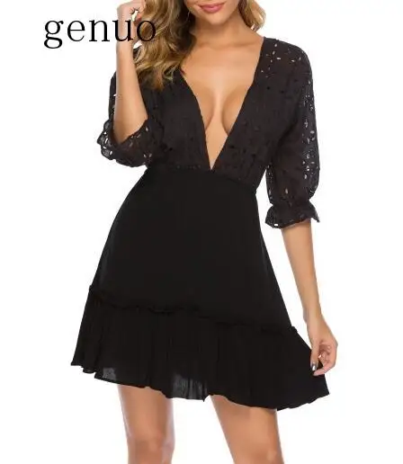 Summer Dress 2020 Bohomian Women Embroidery Mini Dress Half Sleeve Sexy Backless Cotton White Dress Lace Tunic Short Beach Dress
Summer Dress 2020 Bohomian Women Embroidery Mini Dress Half Sleeve Sexy Backless Cotton White Dress Lace Tunic Short Beach Dress