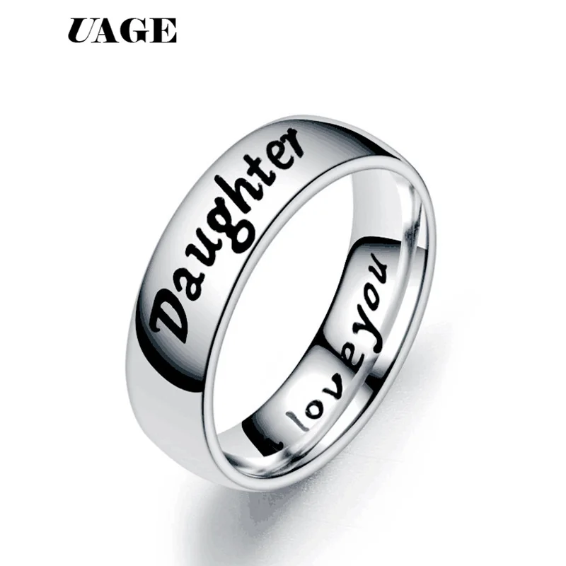 Титановые Простые Свадебные кольца для мужчин и женщин UAGE Love You Dad Mom дочь сын из