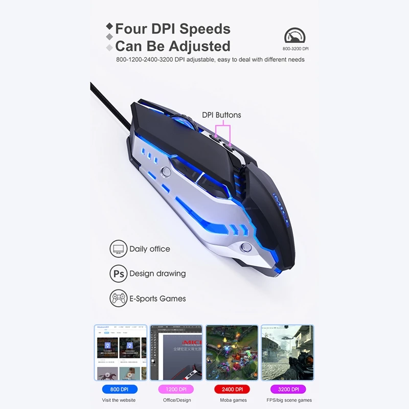 IMice T80 Computer Mouse, Wired Photoelectric Gaming Mouse Supports Ergonomics, Suitable for Game Lovers 
IMice T80 Computer Mouse, Wired Photoelectric Gaming Mouse Supports Ergonomics, Suitable for Game Lovers