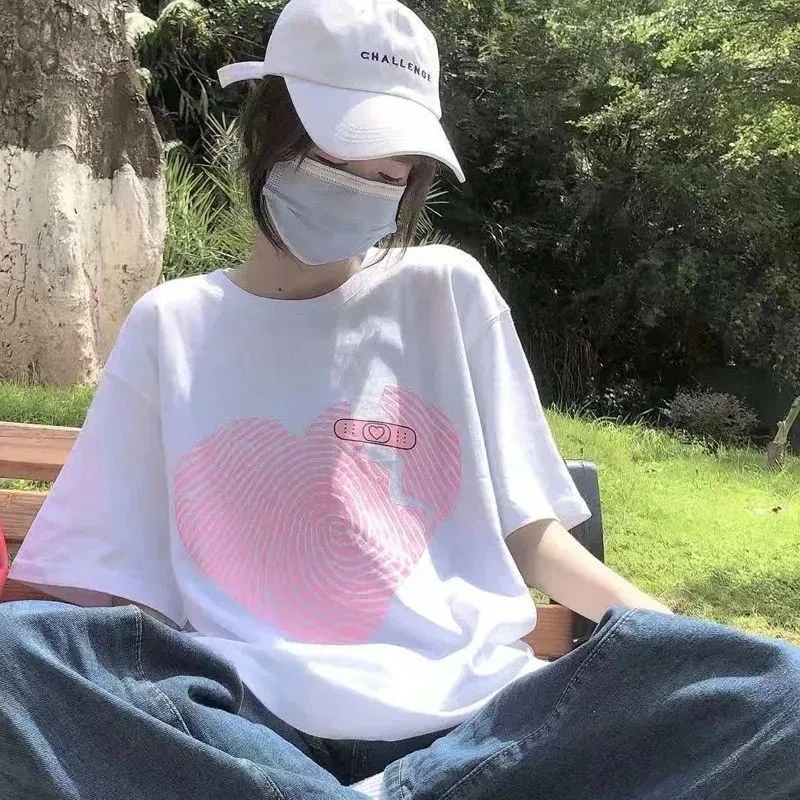 Cotton short-sleeved t-shirt women loose top summer clothes Spiral heart pattern punk shirt size harajuku streetwear vintage y2k
Cotton short-sleeved t-shirt women loose top summer clothes Spiral heart pattern punk shirt size harajuku streetwear vintage y2k