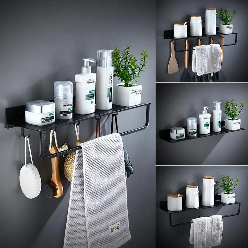 Bathroom Shelf Bath Shower Shelf with Bar and Hooks Aluminum Black Bathroom Corner shelf Wall Mounted Kitchen Storage holder
Bathroom Shelf Bath Shower Shelf with Bar and Hooks Aluminum Black Bathroom Corner shelf Wall Mounted Kitchen Storage holder