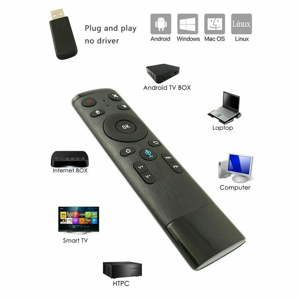 CA STOCK Q5 USB 2.4GHz WIFI Voice Remote Control Air Mouse With Receiver For Smart TV | Электроника