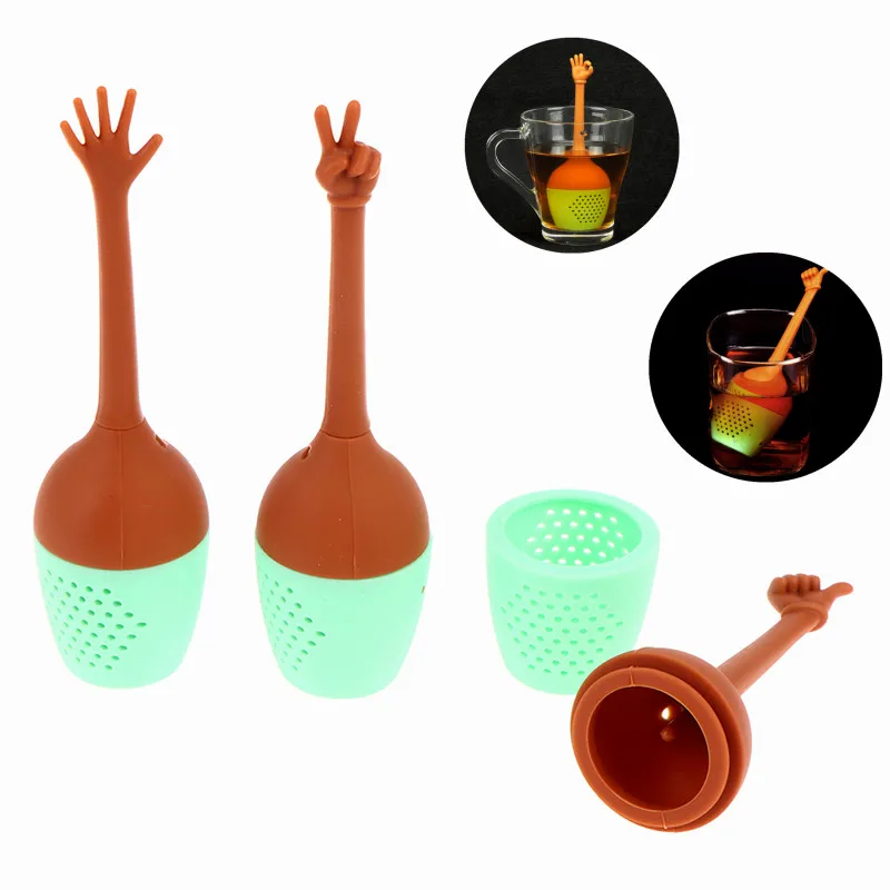 Funny Hand Gesture Shape Tea Infuser Silicone Tea Strainer Loose Leaf Herbal Spice Holder Tea Brewing Tools Kitchen Accessories
Funny Hand Gesture Shape Tea Infuser Silicone Tea Strainer Loose Leaf Herbal Spice Holder Tea Brewing Tools Kitchen Accessories