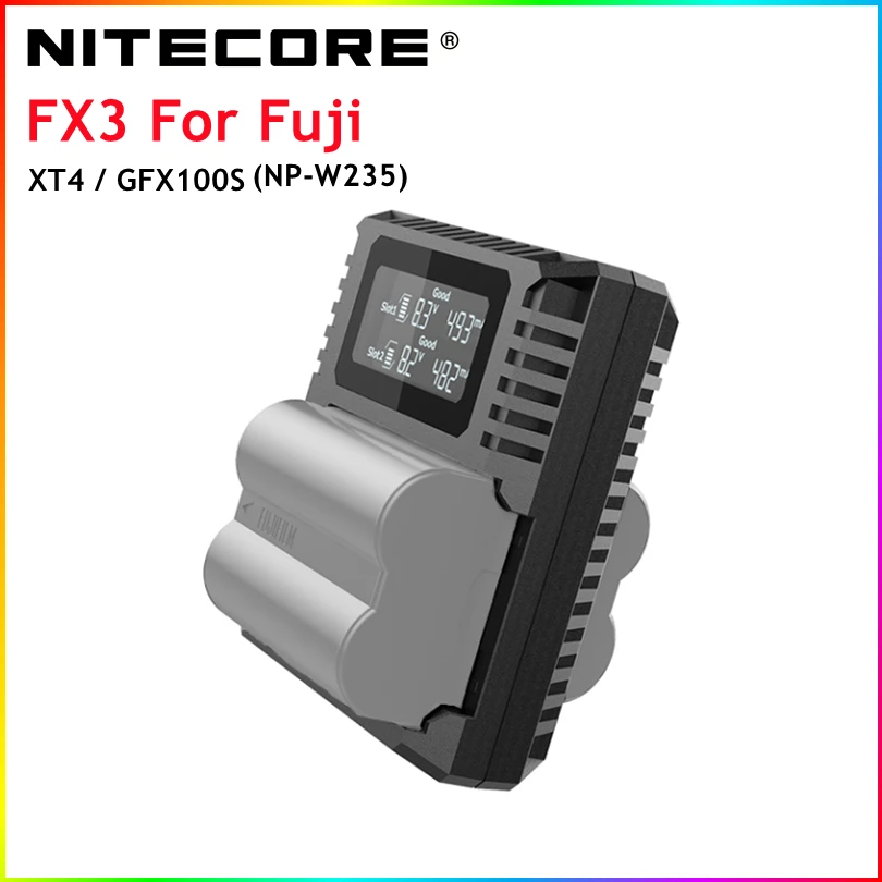Зарядное устройство NITECORE FX3 Pro с двумя слотами USB QC, устройство для быстрой зарядки аккумуляторов Fujifilm GFX100S/XT4, совместимо с аккумуляторами ...
Зарядное устройство NITECORE FX3 Pro с двумя слотами USB QC, устройство для быстрой зарядки аккумуляторов Fujifilm GFX100S/XT4, совместимо с аккумуляторами ...