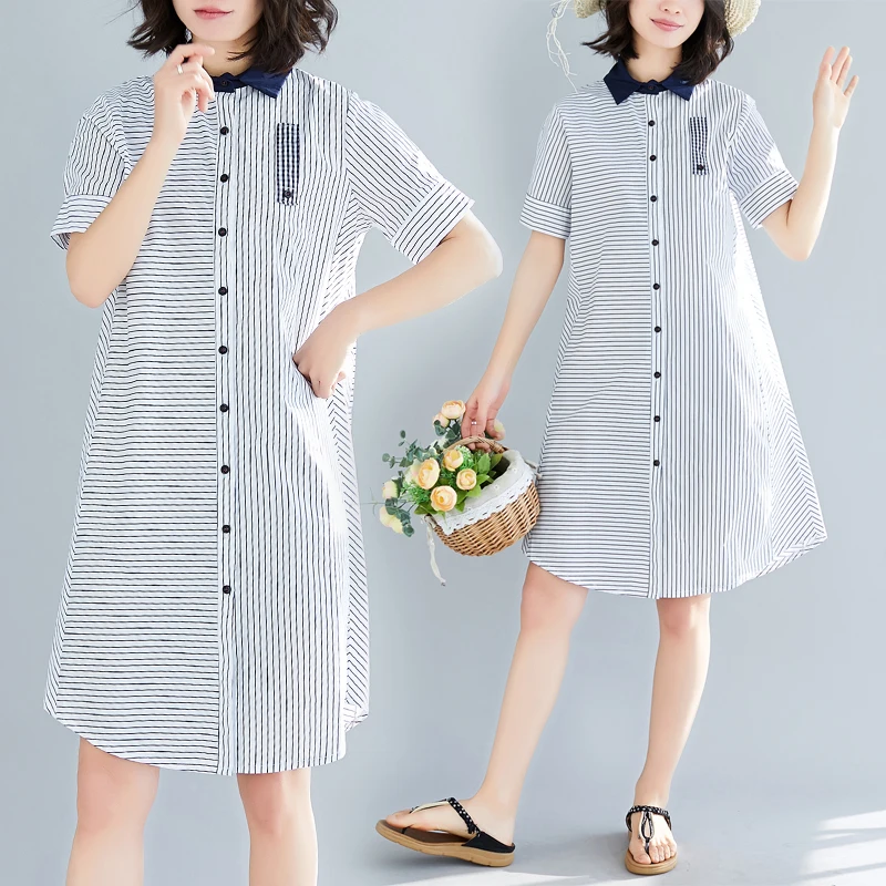Women Shirt Dresses 2020 Summer New Striped Pocket Short-Sleeved Knee-Length Female Dresses Top Quality
Women Shirt Dresses 2020 Summer New Striped Pocket Short-Sleeved Knee-Length Female Dresses Top Quality