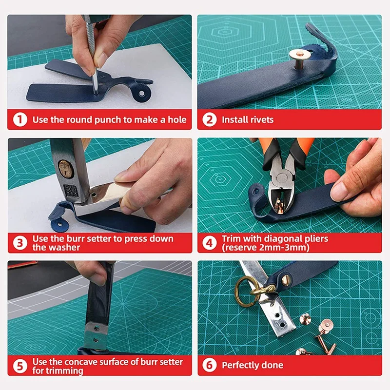 Leather Rivets Fastener Install Setting Tool with 4mm Leather Hole Punch Cutter for Belts Leather Working Supplies
Leather Rivets Fastener Install Setting Tool with 4mm Leather Hole Punch Cutter for Belts Leather Working Supplies