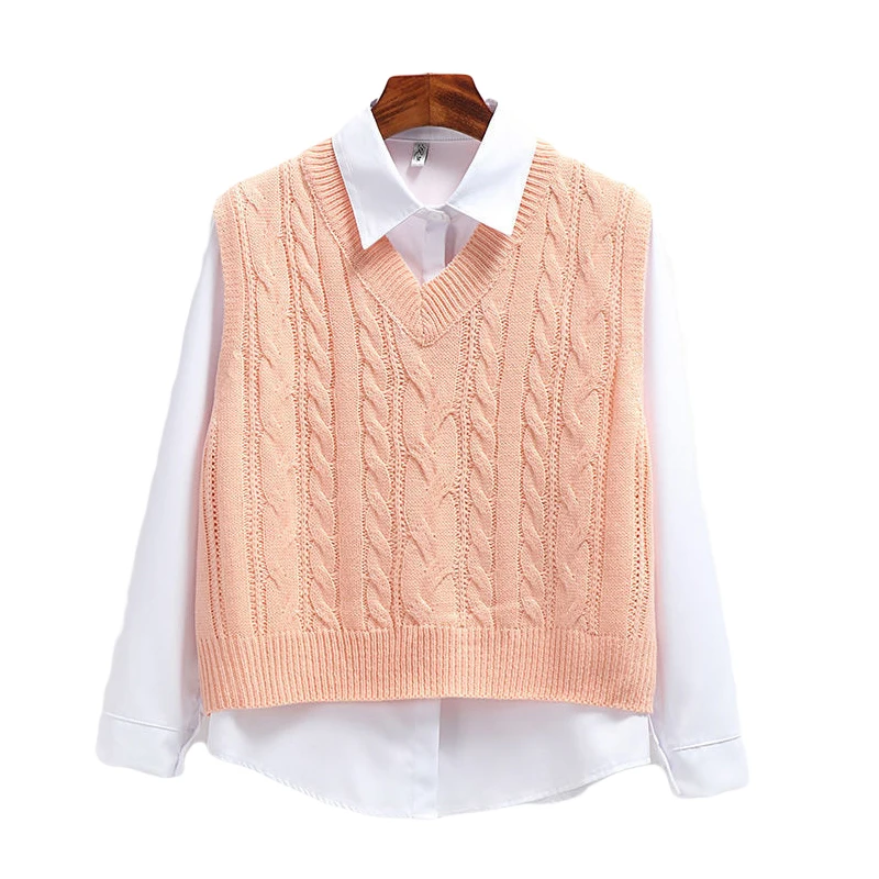 Korean Style Fashion Women's Sweater Vest 2022 New Spring Fall Twist Knitted Loose V Neck Sleeveless Pullover Female Jupmer Tops
Korean Style Fashion Women's Sweater Vest 2022 New Spring Fall Twist Knitted Loose V Neck Sleeveless Pullover Female Jupmer Tops