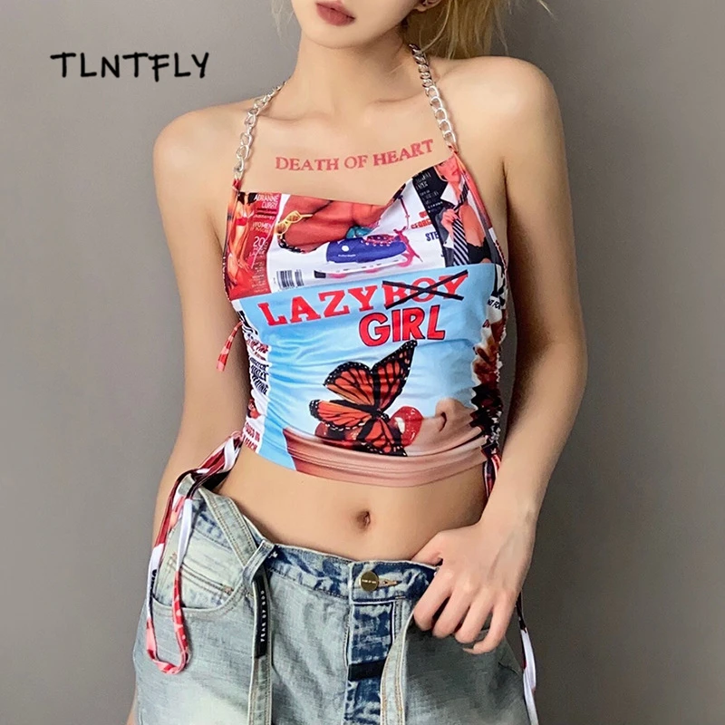 Camisole Summer Sexy Tops For Women 2021 Color Printing Tight-Fitting Straps Hoop Halter Halter Goblincore Rave Outfit Nightclub 
Camisole Summer Sexy Tops For Women 2021 Color Printing Tight-Fitting Straps Hoop Halter Halter Goblincore Rave Outfit Nightclub