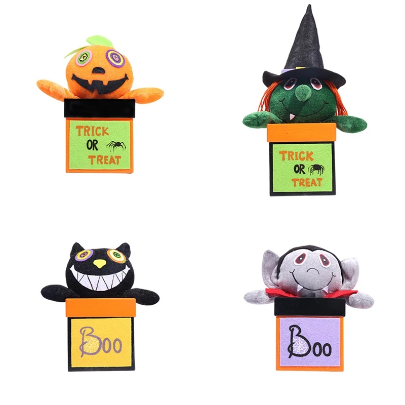 

Бумажная коробка для конфет на Хэллоуин, мультяшная тыква, ведьма, черная кошка, трюки или подарки, конфеты, конфеты, детский Декор
