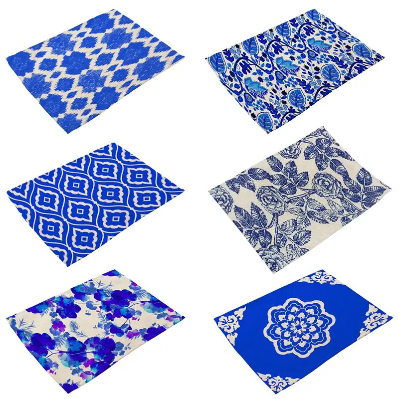 Blue and White China Style Cotton Linen Insulation Placemats Place Pad(style 3)
Blue and White China Style Cotton Linen Insulation Placemats Place Pad(style 3)