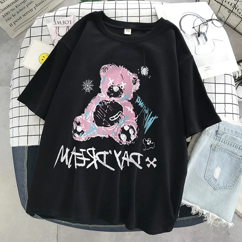 

Printing Casual Harajuk goth Female's tshirts Kawaii Unisex Short Sleeve Anime T Shirt HipHop Summer Women Streetwear Tops