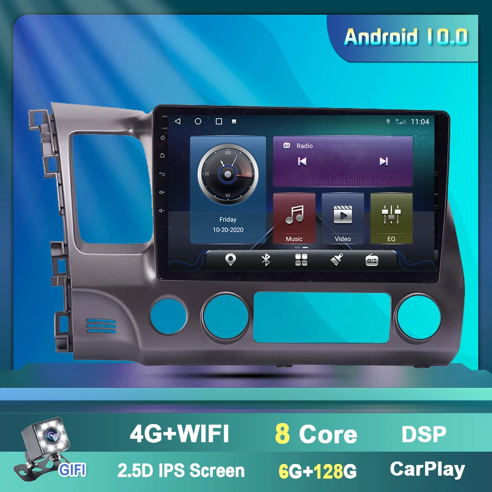 Мультимедийный видеоплеер OKNAVI 10 дюймов Android 9 0 для Honda CIVIC 2006-2011 LHD-навигация GPS 4G Wi-Fi