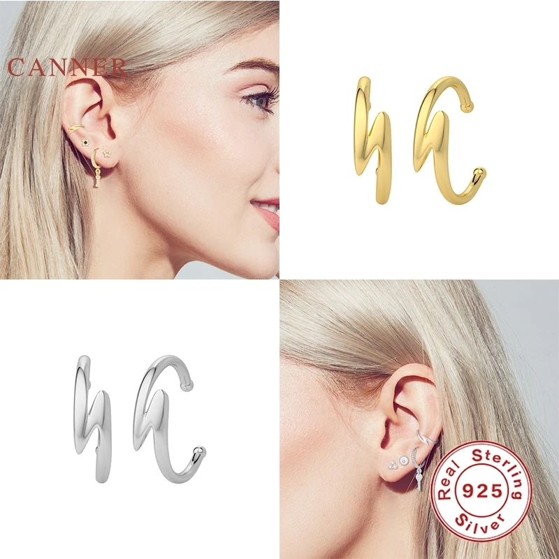 CANNER 925 Sterling Silver Earrings For Women Simple And Simple Lightning Clip Earring Pendientes Plata 925 Fine Jewelry Joyero 
CANNER 925 Sterling Silver Earrings For Women Simple And Simple Lightning Clip Earring Pendientes Plata 925 Fine Jewelry Joyero