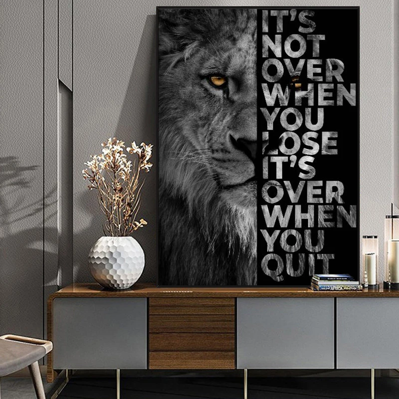 Black Lion with Inspirational Words Canvas Painting Cuadros Posters Print Wall Art for Living Room Home Decor (No Frame)
Black Lion with Inspirational Words Canvas Painting Cuadros Posters Print Wall Art for Living Room Home Decor (No Frame)