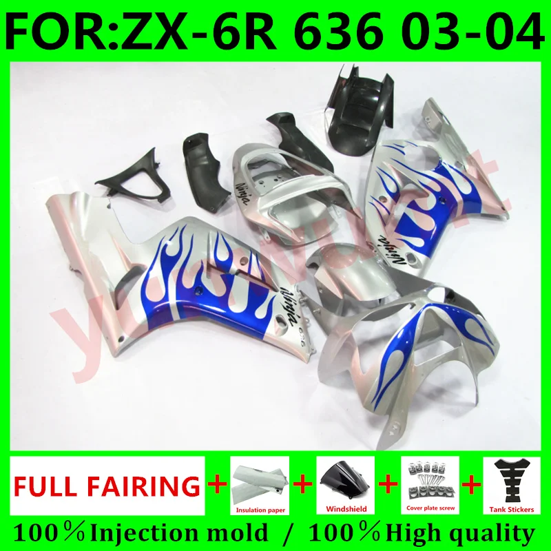 New ABS Motorcycle Injection mold Fairings kit for kawasaki Ninja ZX-6R 636 ZX6R 2003 2004 03 04 Bodywork fairing blue silver
New ABS Motorcycle Injection mold Fairings kit for kawasaki Ninja ZX-6R 636 ZX6R 2003 2004 03 04 Bodywork fairing blue silver