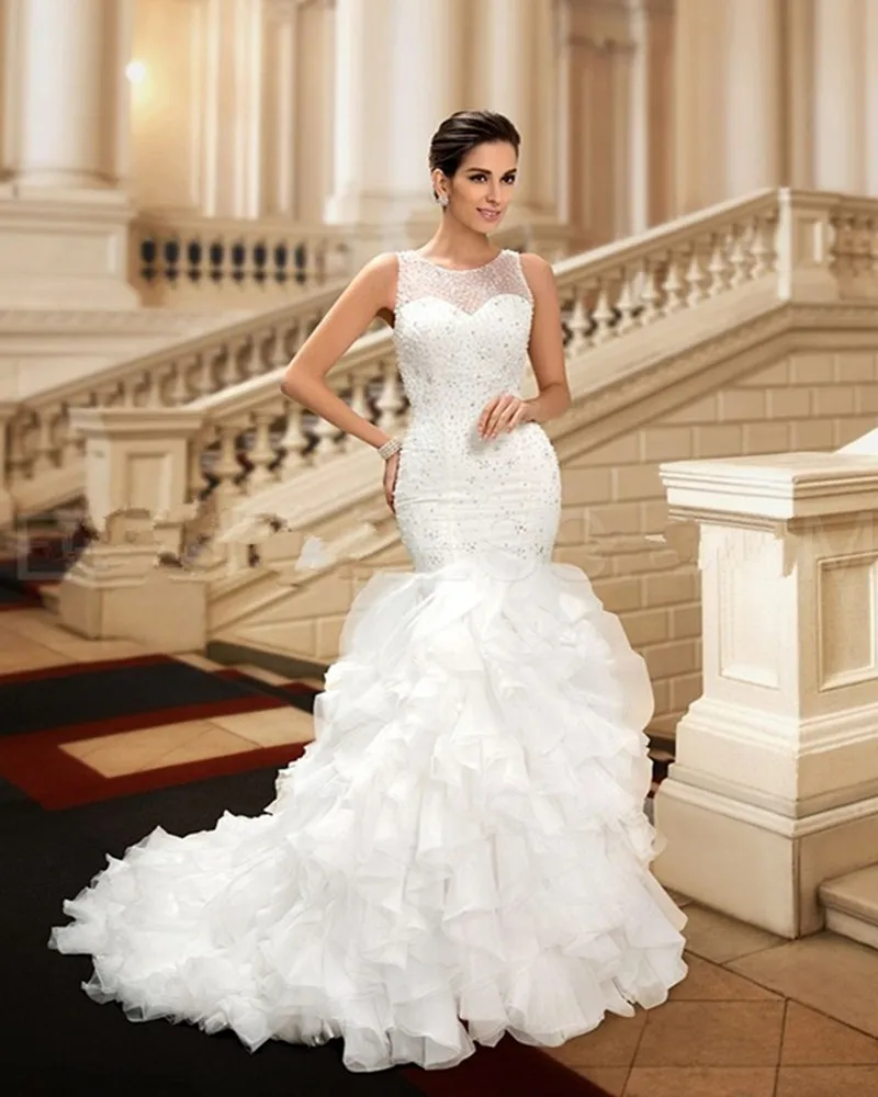 O Neck Organza Pearls Beaded Ruffle Mermaid Robes De Mariage 2018 Vestidos De Novia bridal gown mother of the bride dresses
O Neck Organza Pearls Beaded Ruffle Mermaid Robes De Mariage 2018 Vestidos De Novia bridal gown mother of the bride dresses