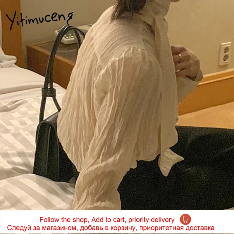 Yitimuceng Ruched Blouse Woman Oversize Button Up Fashion Long Sleeve Scarf Collar Office Lady White Shirt 2021 Spring Summer
Yitimuceng Ruched Blouse Woman Oversize Button Up Fashion Long Sleeve Scarf Collar Office Lady White Shirt 2021 Spring Summer