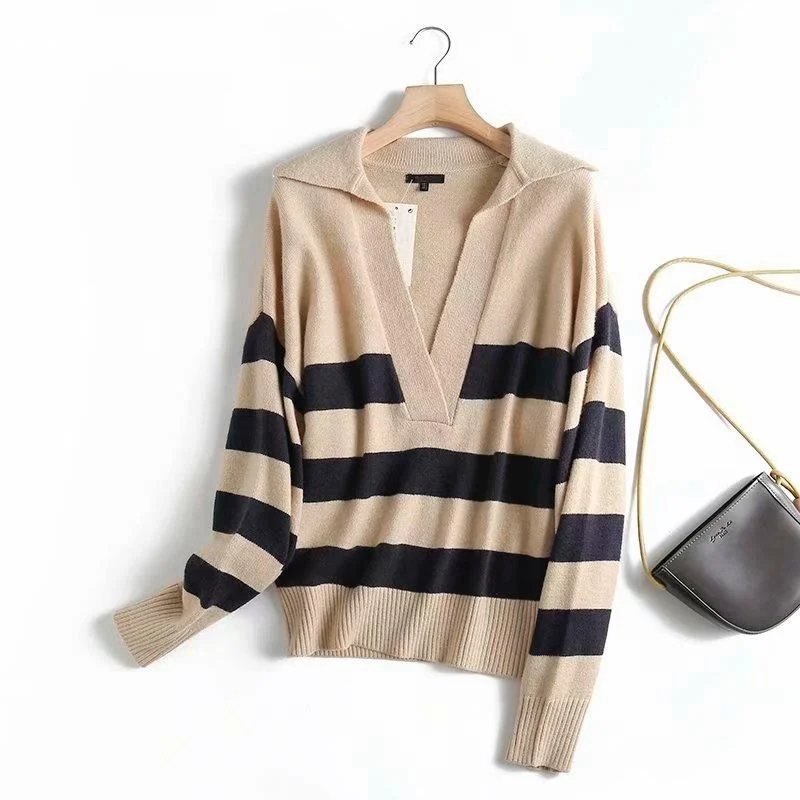 Женский трикотажный свитер в полоску, элегантный джемпер в стиле оверсайз, 2021
Женский трикотажный свитер в полоску, элегантный джемпер в стиле оверсайз, 2021