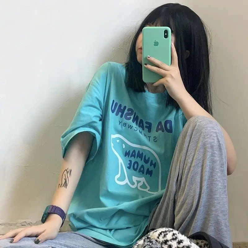 Pure Cotton Korean Version Of The New Summer Short-Sleeved T-Shirt Female Loose Student Harajuku Style Ins Tide Bear Print Top
Pure Cotton Korean Version Of The New Summer Short-Sleeved T-Shirt Female Loose Student Harajuku Style Ins Tide Bear Print Top