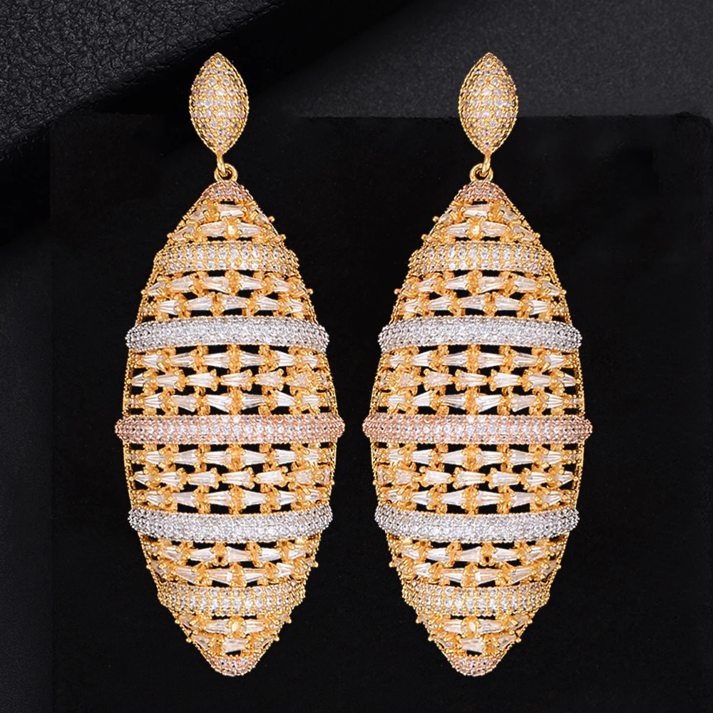 LARRAURI Fashion Jewelry 27*71mm AAA Cubic Zirconia Oval Hollow Dangle Drop Earrings For Women Wedding Engagement Party Earrings
LARRAURI Fashion Jewelry 27*71mm AAA Cubic Zirconia Oval Hollow Dangle Drop Earrings For Women Wedding Engagement Party Earrings