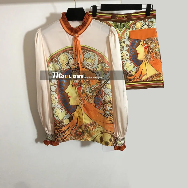 new style fashion women 2 piece outfits long sleeve single breasted shirts top and shorts set high quality vintage print clothes
new style fashion women 2 piece outfits long sleeve single breasted shirts top and shorts set high quality vintage print clothes