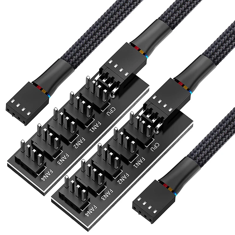 PWM Fan Hub Splitter, 4 Pin Black Sleeved 5 Way PC CPU Cooling Case Fan Extension Splitter Adapter Cable 40cm/15.7Inch
PWM Fan Hub Splitter, 4 Pin Black Sleeved 5 Way PC CPU Cooling Case Fan Extension Splitter Adapter Cable 40cm/15.7Inch