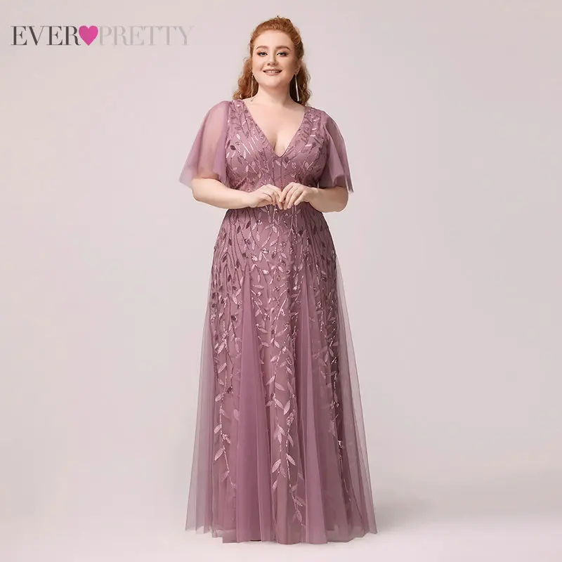 Plus Size Prom Dresses 2020 Ever Pretty A-Line V-Neck Ruffles Sleeve Sequined Elegant Formal Gowns Woman Party Night EP00734
Plus Size Prom Dresses 2020 Ever Pretty A-Line V-Neck Ruffles Sleeve Sequined Elegant Formal Gowns Woman Party Night EP00734