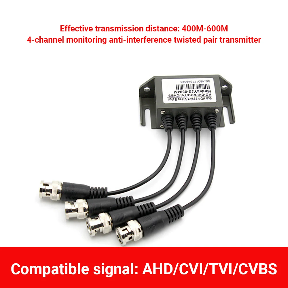 4 Channel Video Balun BNC Male Connector UTP CAT5 Transmitter Anti Interference Video Balun for CCTV Surveillance Camera
4 Channel Video Balun BNC Male Connector UTP CAT5 Transmitter Anti Interference Video Balun for CCTV Surveillance Camera