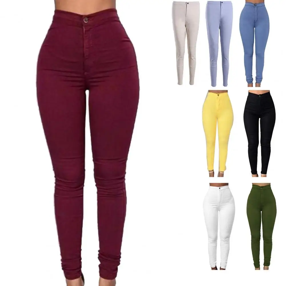 Women Trousers High Waist Skinny Cotton Solid Color Button Pencil Pants for Work
Women Trousers High Waist Skinny Cotton Solid Color Button Pencil Pants for Work